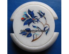 Decorative stone inlaid makrana marble coaster set 3.5" Cs-39